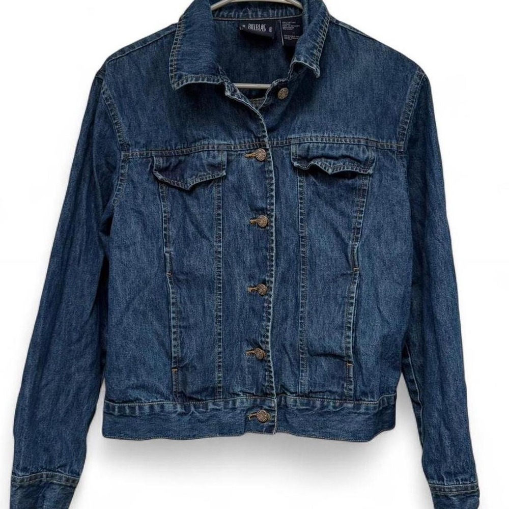 Bill Blass Jeanswear Womens Denim Jacket Dark Medium Wash Cotton Size Medium